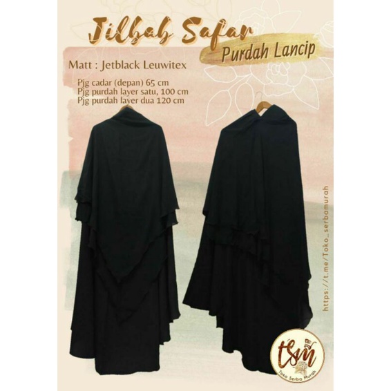 Jilbab Safar Purdah Lancip Matt Jetblack / Khimar Syari / Jilbab Cadar Syari
