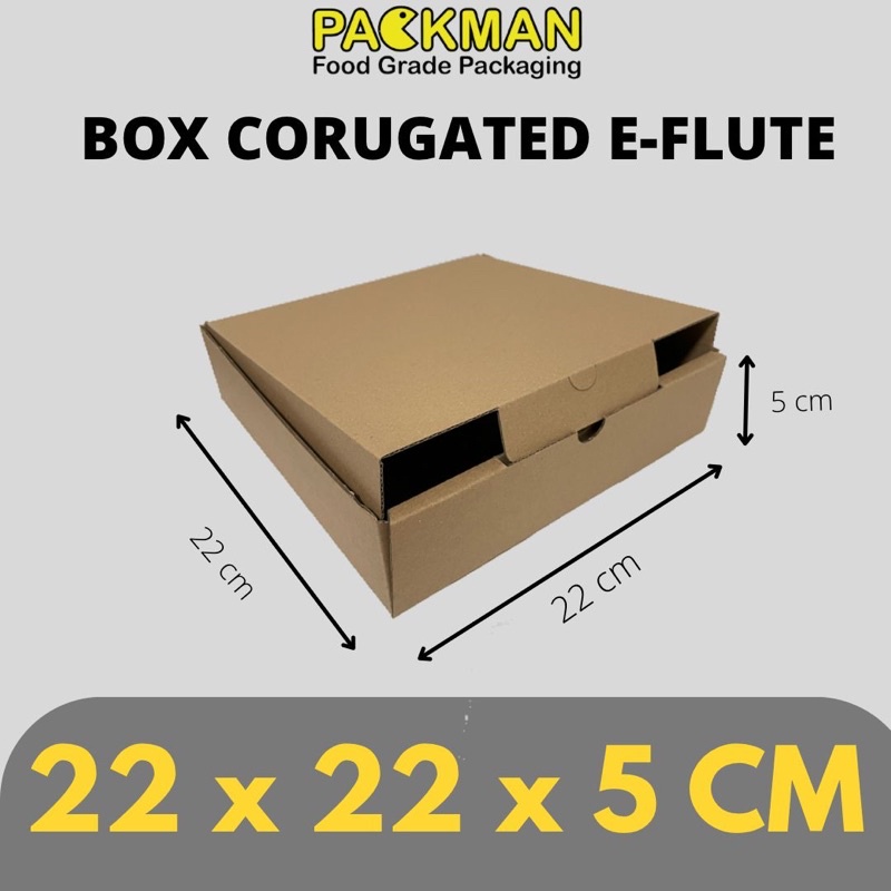 

KARDUS 22x22x5 cm / BOX KARTON CORUGATED DIECUT E-FLUTE / PIZZA BAJU AKSESORIS ONLINE