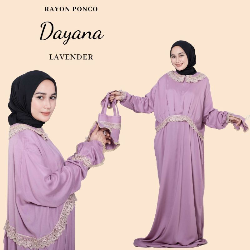 Mukena ponco gamis rayon terusan Dayana lilac dll