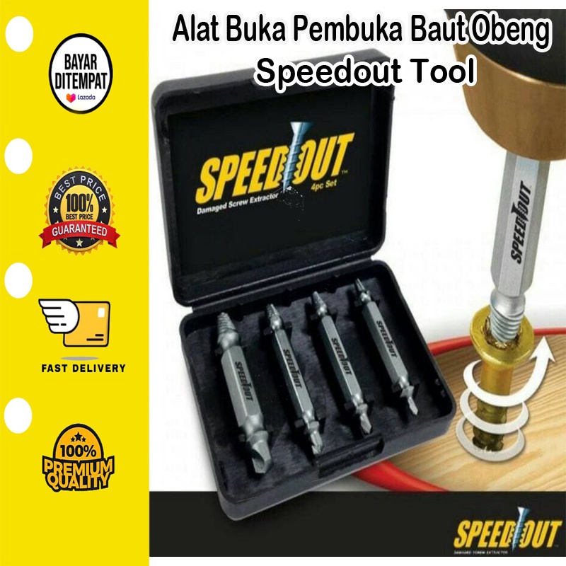 [BISA COD] Speedout Tool Damage Screw Extractor Remover Stripped Alat Buka Pembuka Baut Obeng Yang Rusak Repair Kit Speed Out Extractor