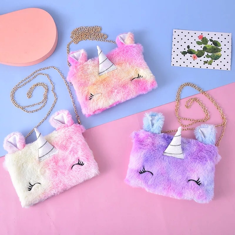 Tas selempang sling bag kuda unicorn fluffy import tas anak tas wanita dewasa