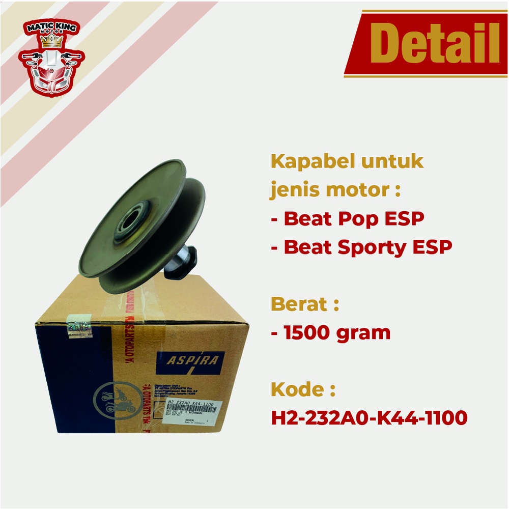 Pully Pulley Puli Belakang Honda Beat Scoopy Spacy Genio 110 115 Karburator Fi POP ESP ASLI ASPIRA OTOPART H2-232A0-K44-1100