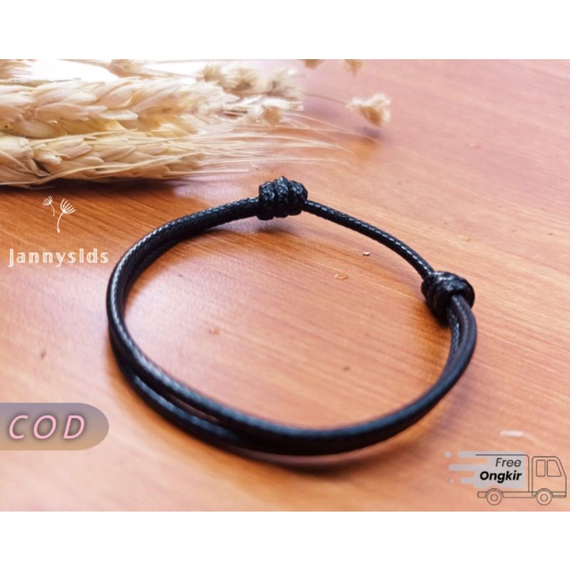 [2pcs] Gelang Couple Magnet Tali Hitam Polos Kapel Pasangan Sahabat Pria Wanita Tali Korea-2