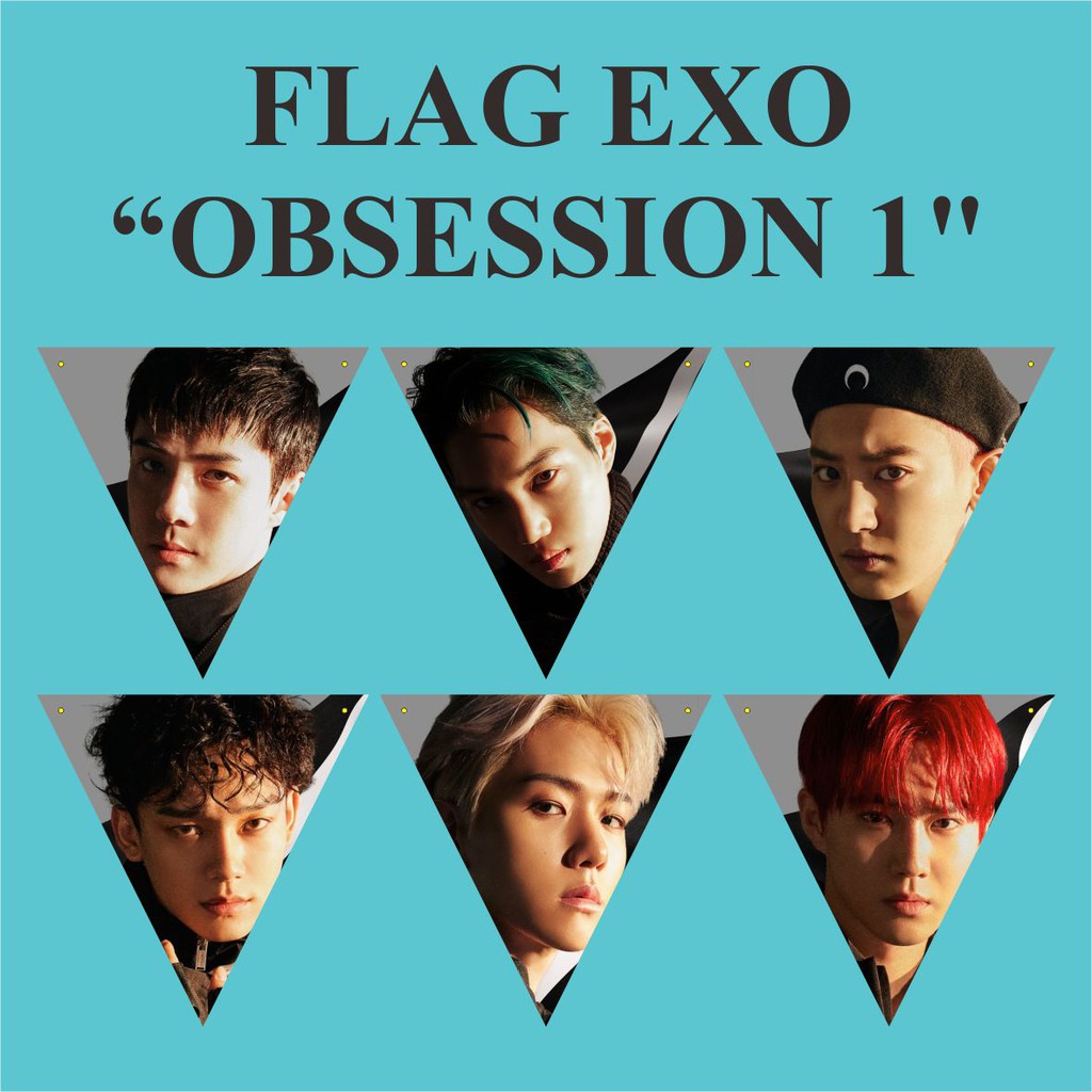 BUNTING FLAG EXO OBSESSION Plus Tali Kpop Murah