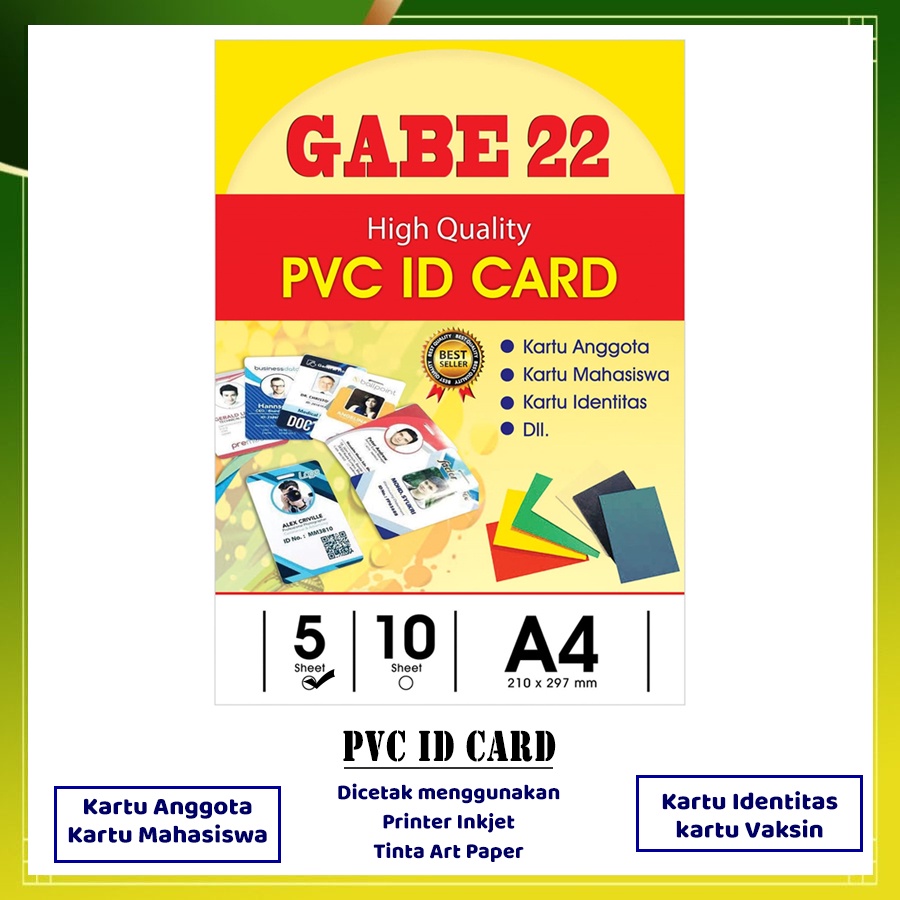 

Kertas PVC Bahan ID Card Instan A4 isi 5 Lembar