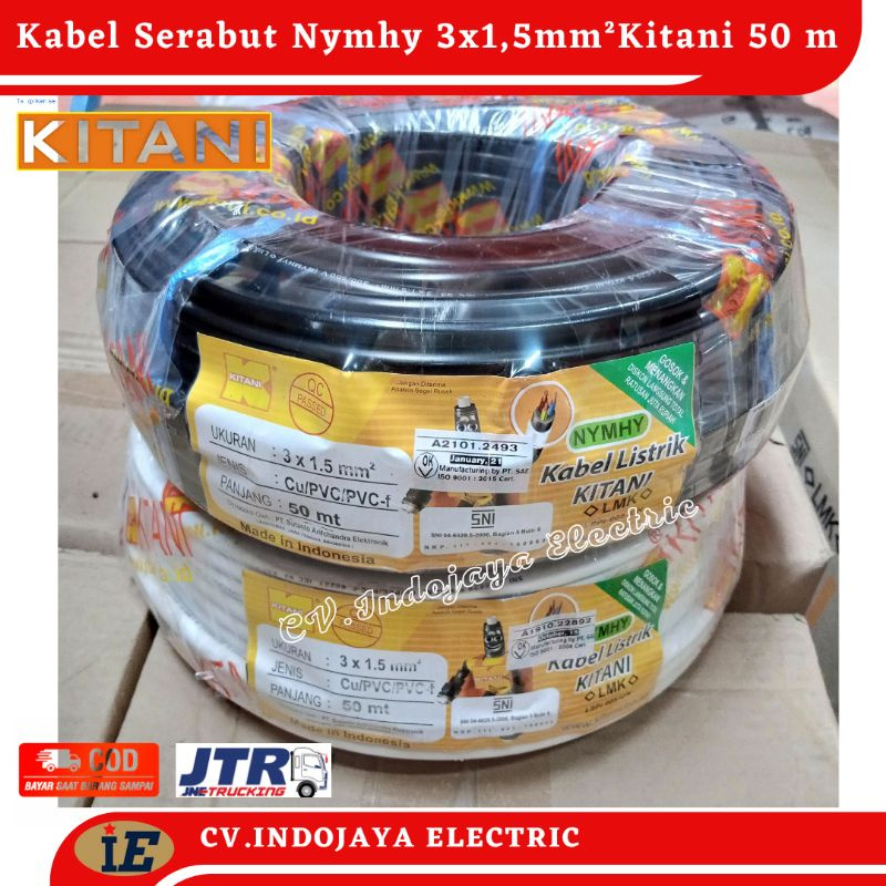 Kabel Serabut Nymhy Kitani 3x1,5 Kabel Panjang 50 meter Kabel Listrik Serabut Hyo 3x1.5 kabel Sound system