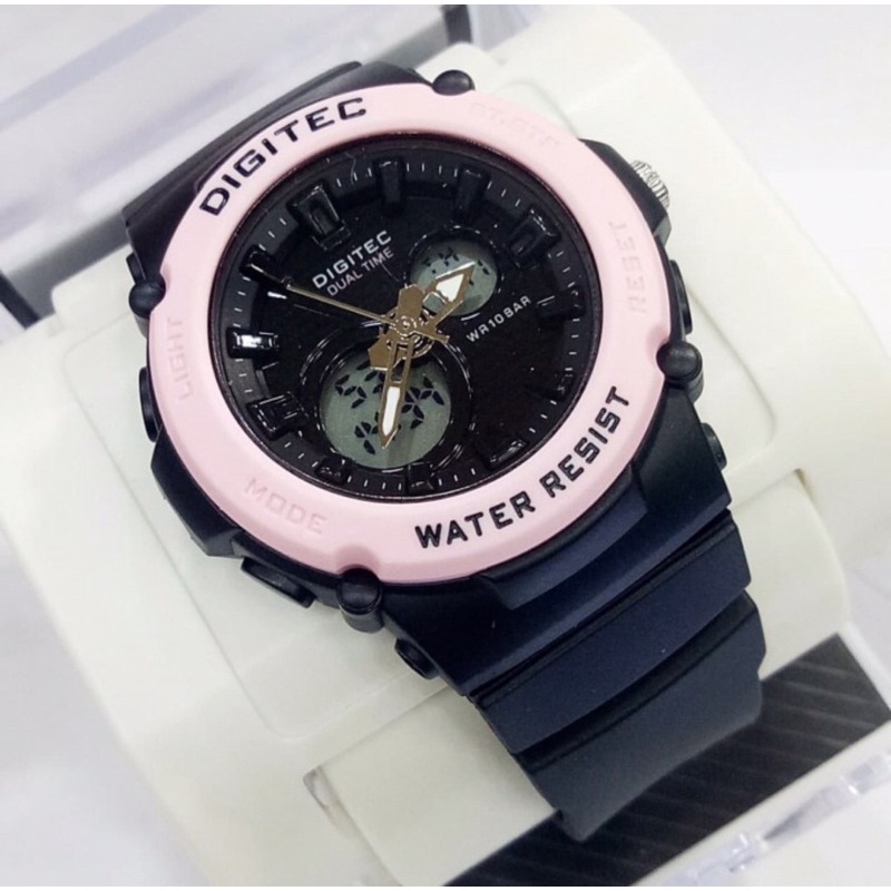 JAM TANGAN WANITA DUALTIME DIGITAL ORIGINAL DIGITEC DA 4100 TAHAN AIR FREE KOTAK