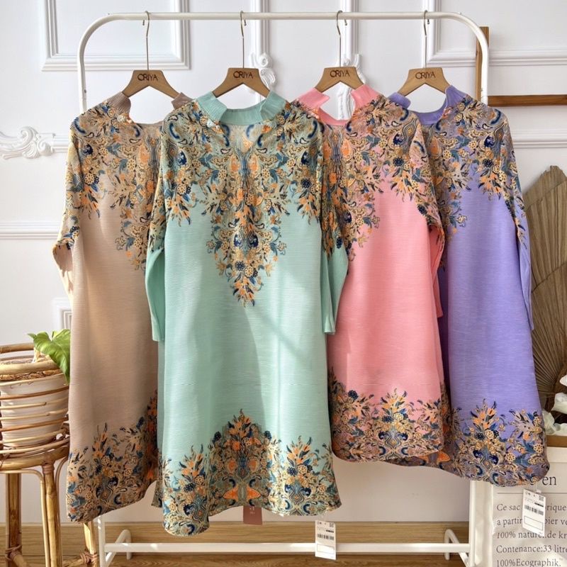 Tunik Viral Naik turun Aika Bunga/ Long tunik naik turun plisket