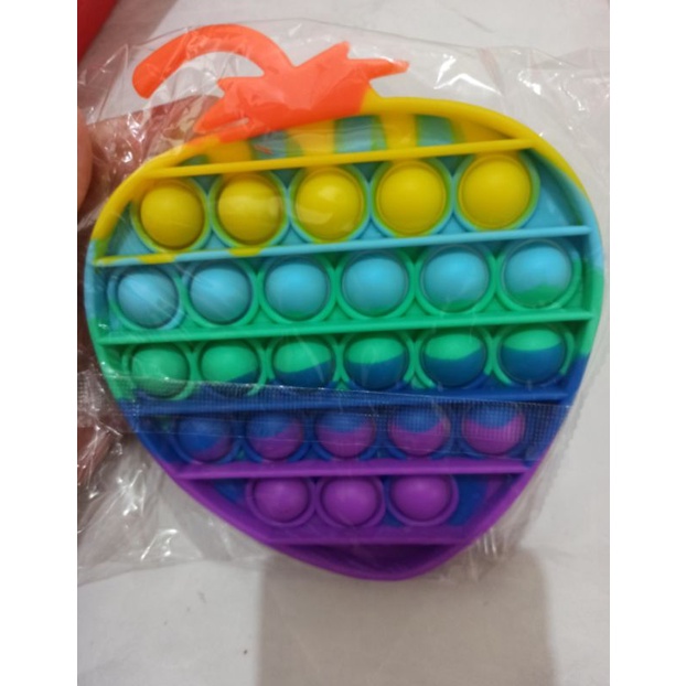 Pop It Rainbow / Fidget Push / Pop It Fidget Toy Mainan Penghilang Stress-Strawberry