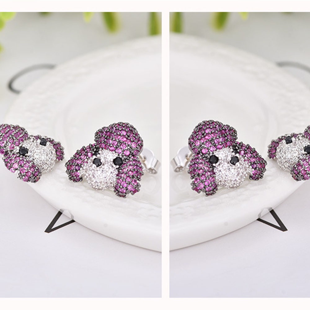 Anting Desain Hewan Husky Bahan Zirconia Untuk Hadiah