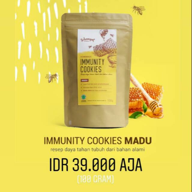 

Camilan Sehat Kue Cookies Sehangat Immunity Roti Kering Madu Jahe Asli Homemade Halal Aman BPOM MUI