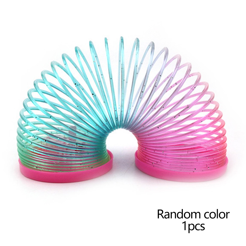 (Tk) 1pc Mainan Per Slinky Warna Pelangi Glow In The Dark Untuk Anak