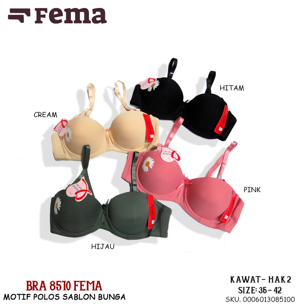 FEMA Official Shop Grosir isi 6 pcs Bh Bra 8510/8511 Bunga Daisy Renda Import