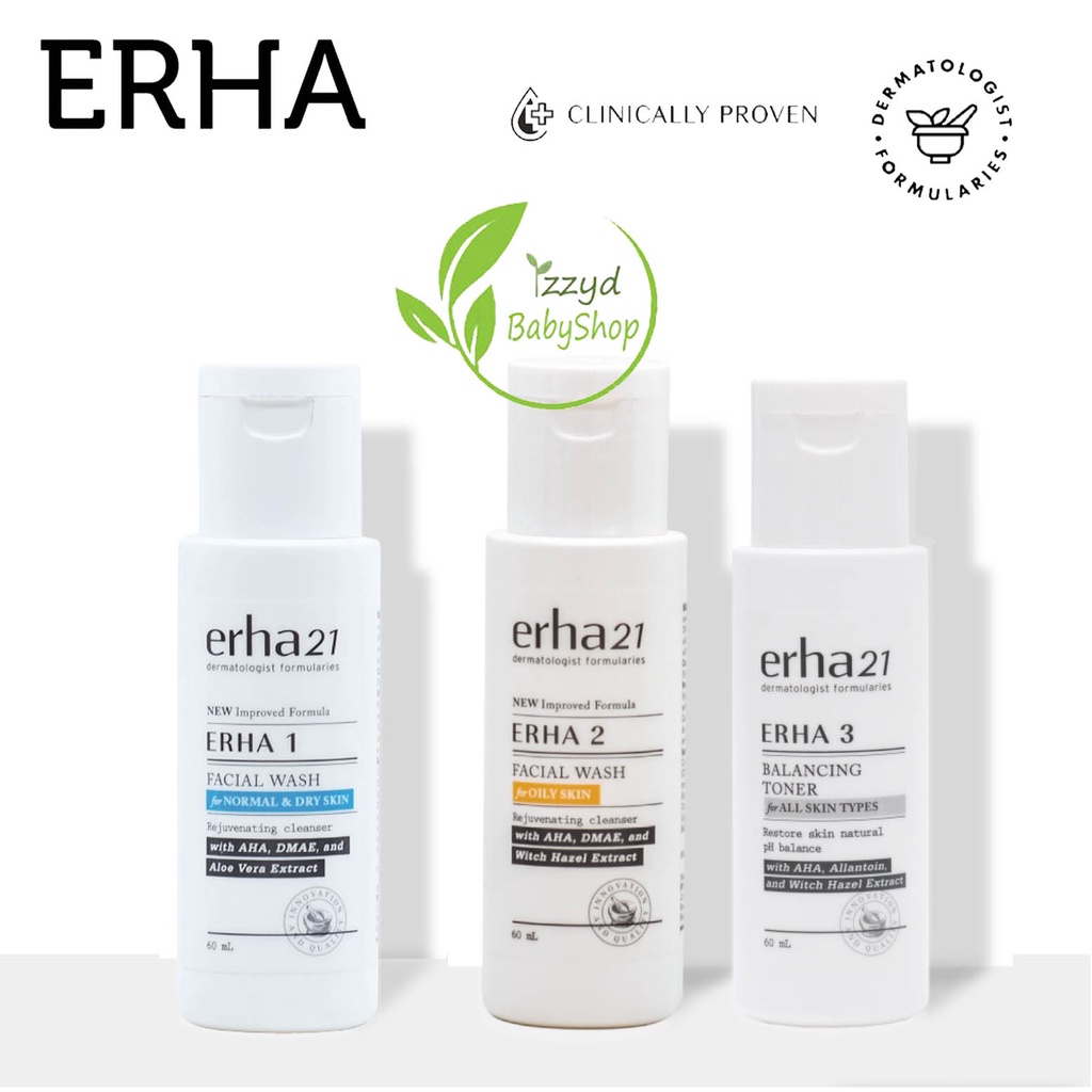 ERHA 21 DF Facial Wash / Toner 60ML | Erha 1 2 3 Cleanser Kulit Berminyak Toner Normal To Dry