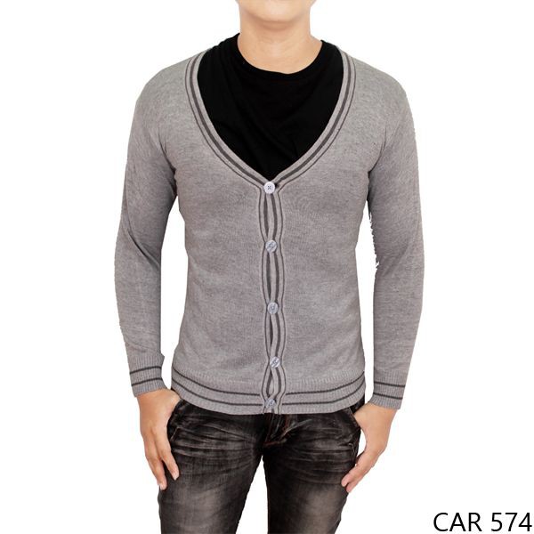 Cardigan Pria Rajut Rajut Abu – CAR 574