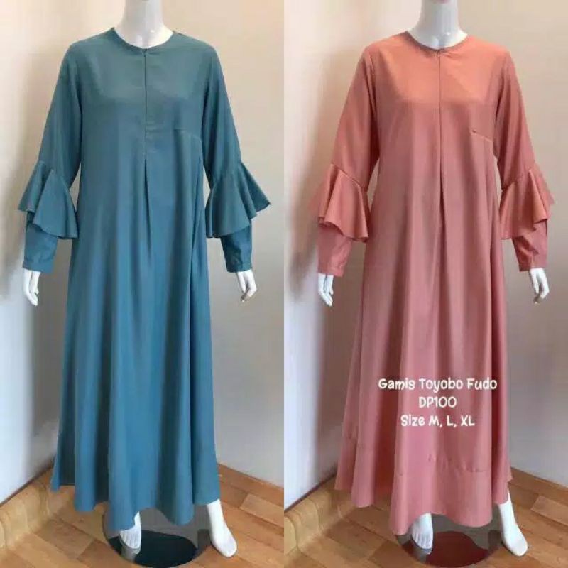 gamis polos/baju gamis wanita terbaru/dress polos katun toyobo
