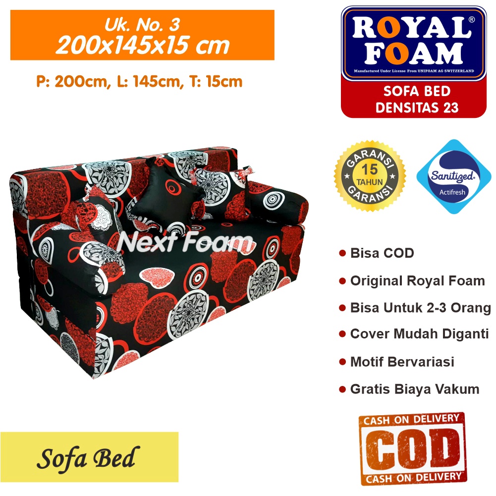 Sofa Bed Royal Foam Ukuran No 3 200x145x15 Tebal 15 cm RK D 23 ORIGINAL Royal Foam Garansi 15 Tahun