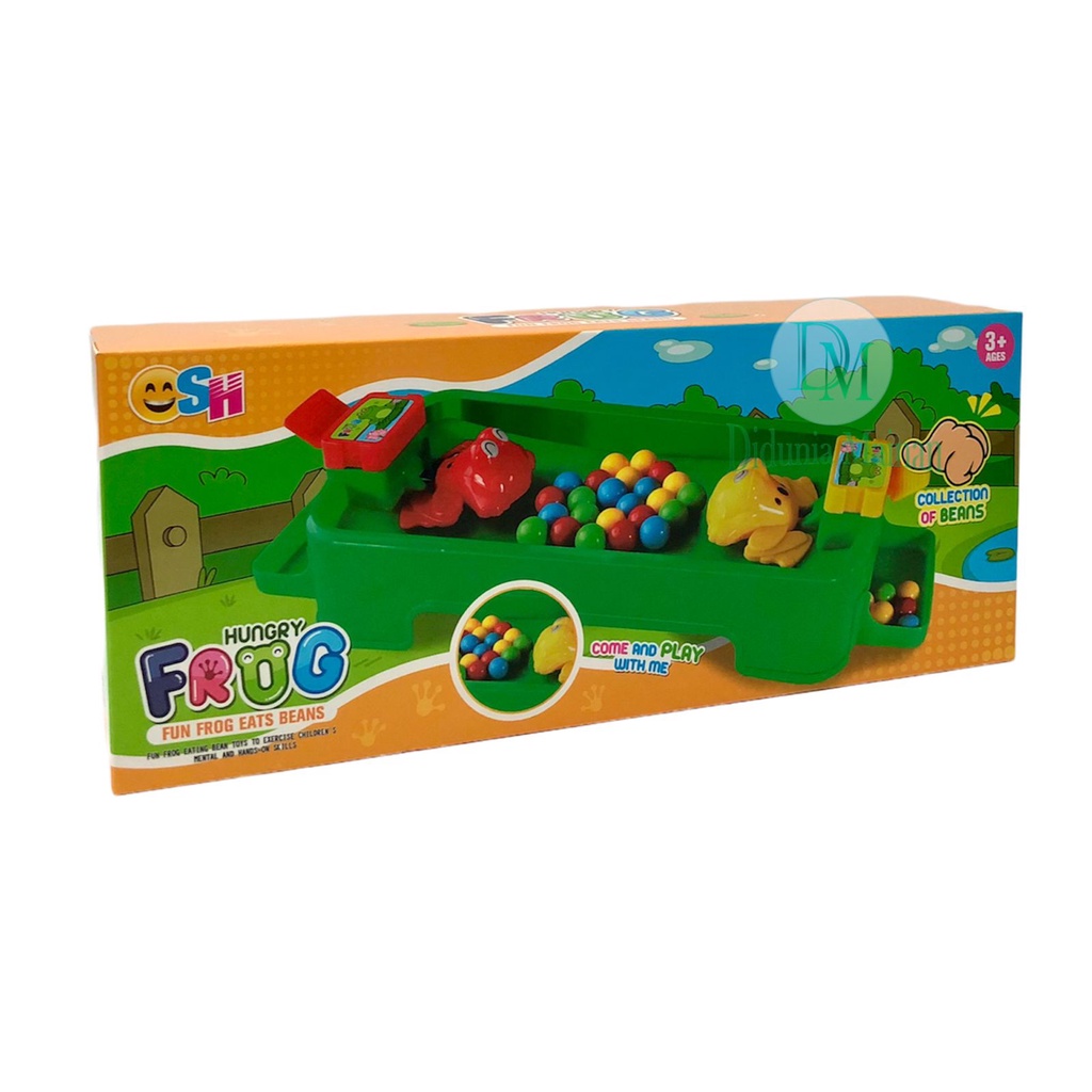 Mainan board game anak sh battle hungry frog kodok duel makan bola