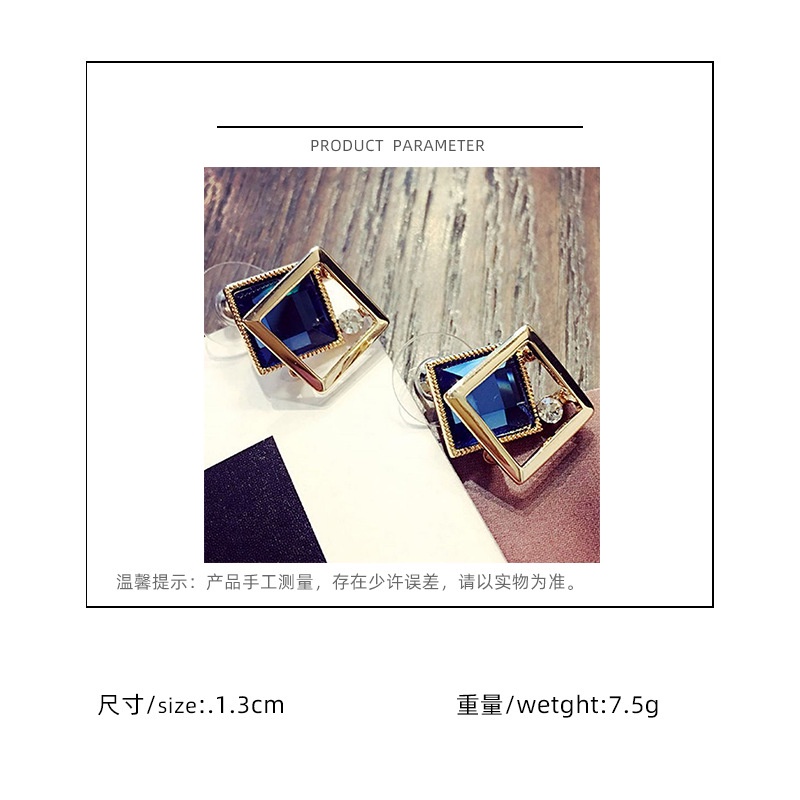 Double-layer square crystal anting-anting all-match modis elegan panjang Korea anting-anting Korea g