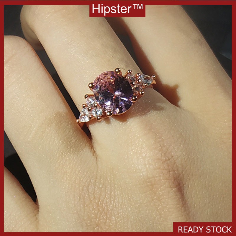 New Product Best-Selling Exquisite Elegant Inlaid Pink Crystal Adjustable Ring