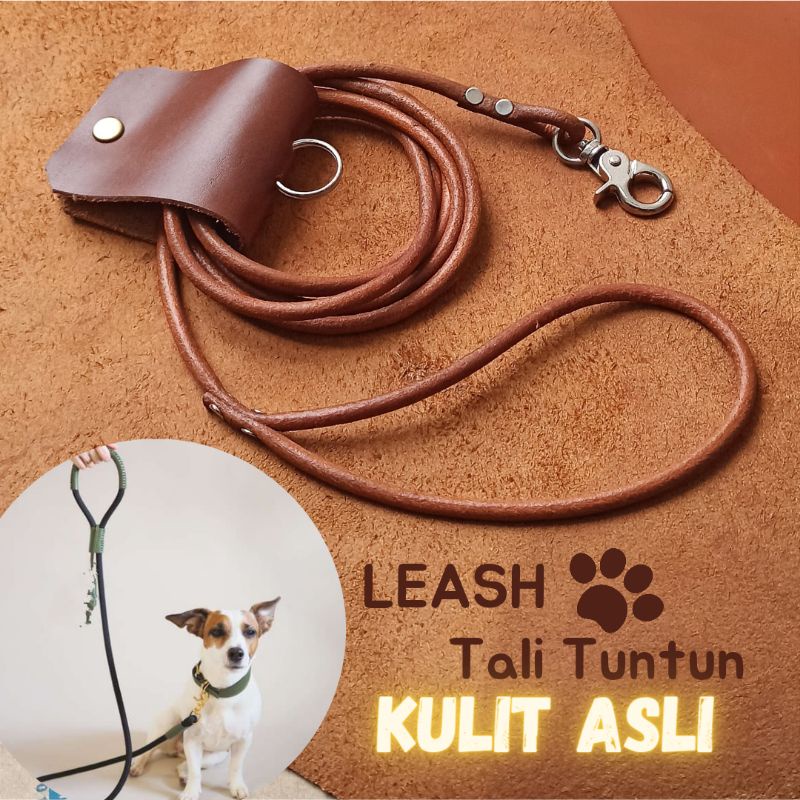 LEASH TALI TUNTUN ANJING KUCING KULIT ASLI by iPet