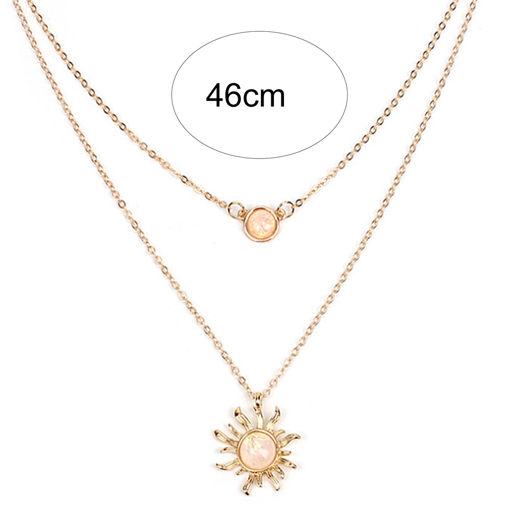 Hu Hu Hu Hu Hu Alat Bantu Pasang Kacamata♡ Kalung Dua Lapis Dengan Liontin Bunga Matahari Untuk Wanita