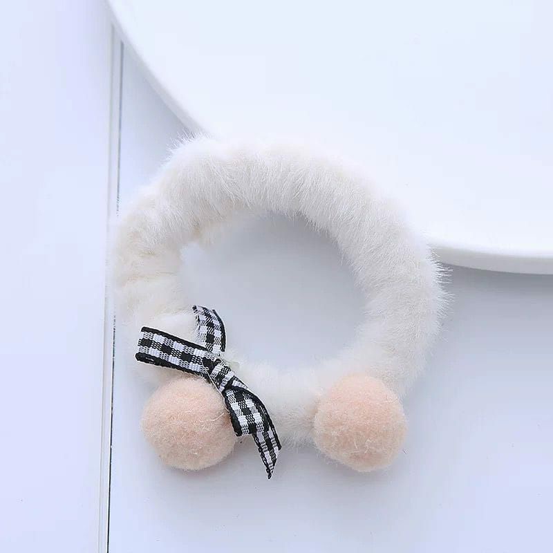 ~ PIYOSHI08 ~ Ikat Karet Lucu Bulu Bulu dan Pom Pom / Aksesoris Rambut Anak Cute AF217