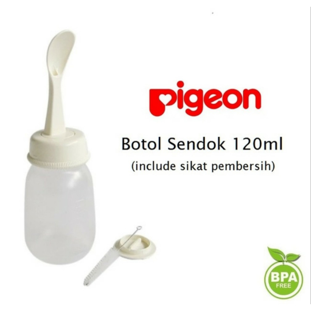 PIGEON Food Feeder Weaning Bottle  with spoon 120ml / Pigeon Botol Sendok 240ml  Mpasi