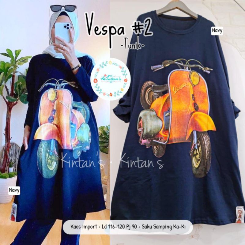 Vespa #2 tunik atasan wanita tunic bahan kaos