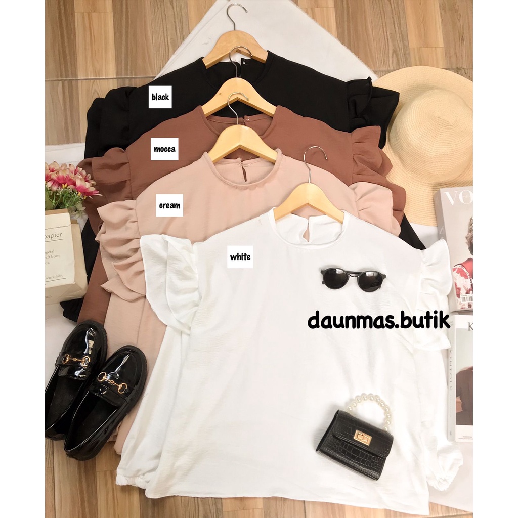 1KG MUAT 5PCS | PUTRI BLOUSE DOUBLE RUFFLE ATASAN AIRFLOW HITS OOTD FASHION WANITA SELEBGRAM