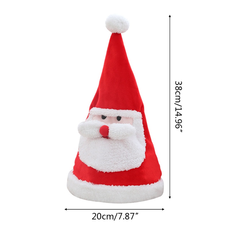 Topi Santa Elektrik Bahan Plush Dengan Lampu LED Untuk Dekorasi Natal