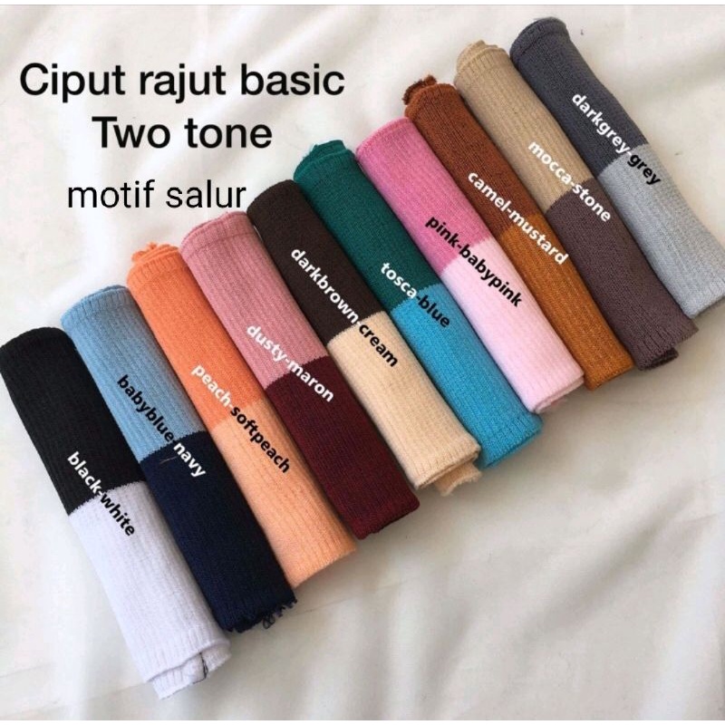 Ciput rajut inner basic standart Bandana rajut dua warna twotone