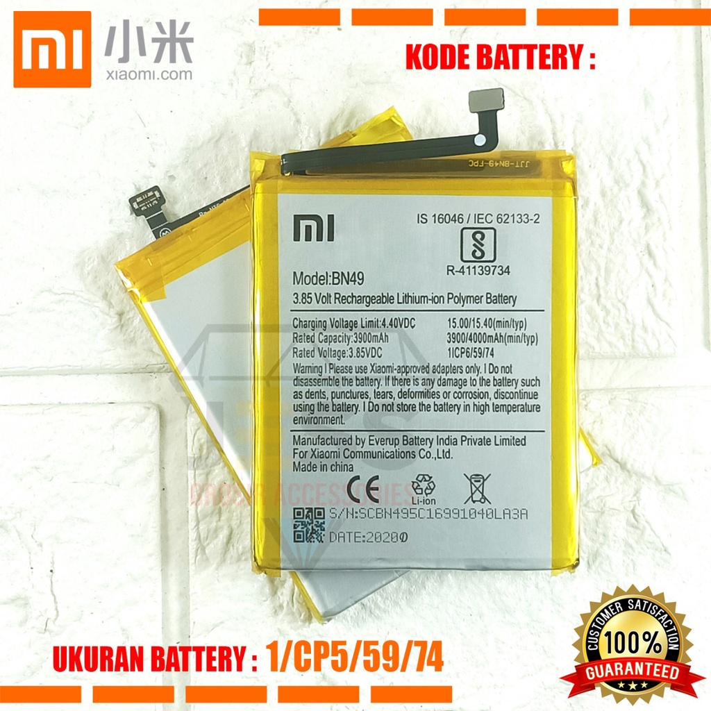 Baterai Battery Original Xiaomi BN49 BN-49 Tipe HP REDMI 7A - M1903C3EG - M1903C3EC - M1903C3EE - M1903C3EI - M1903C3EH