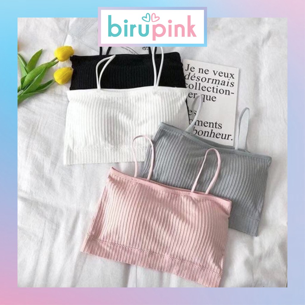 BiruPink Sport Bra Tube Bra Kemben Wanita Tanpa Kawat Bahan Halus Tali BH Simple Zumba Yoga UW005