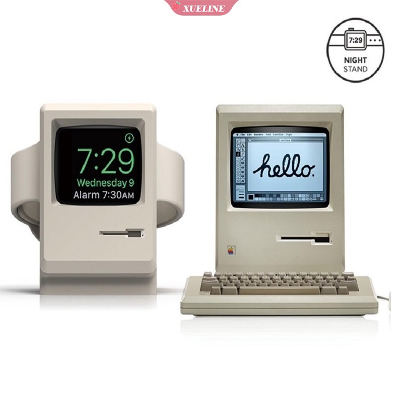 Dock Charging Apple iWatch 7 6 5 4 3 2 1 Bahan Silikon Motif Retro