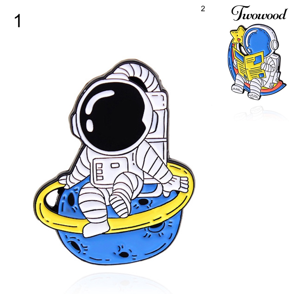 Twowood Brooch Pin Cartoon Astronaut Shape Collection Exquisite All Match Brooch Badge Clothes Decor