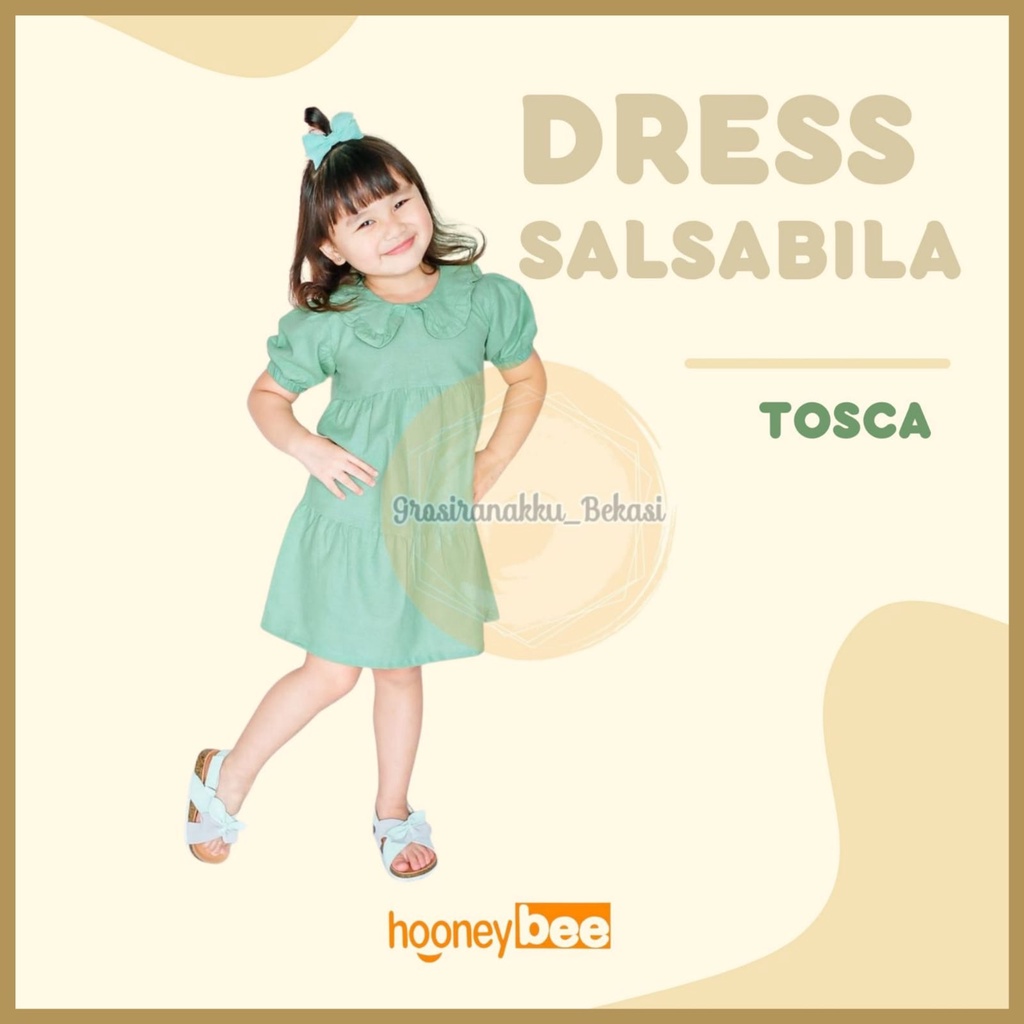 Dress Anak Linen Salsabila Warna Tosca Size 1-5Tahun