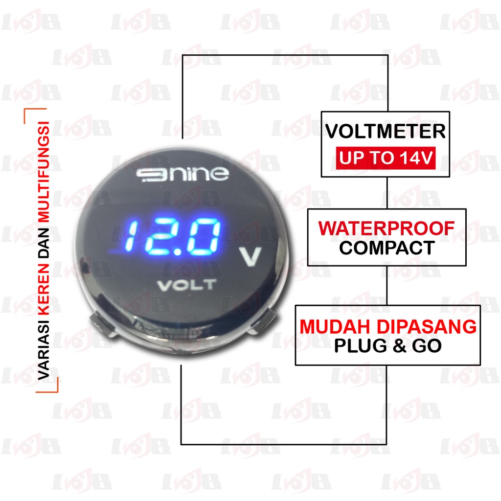 Voltmeter Bulat Luminos 9Nine LED Digital Round Frame Waterproof