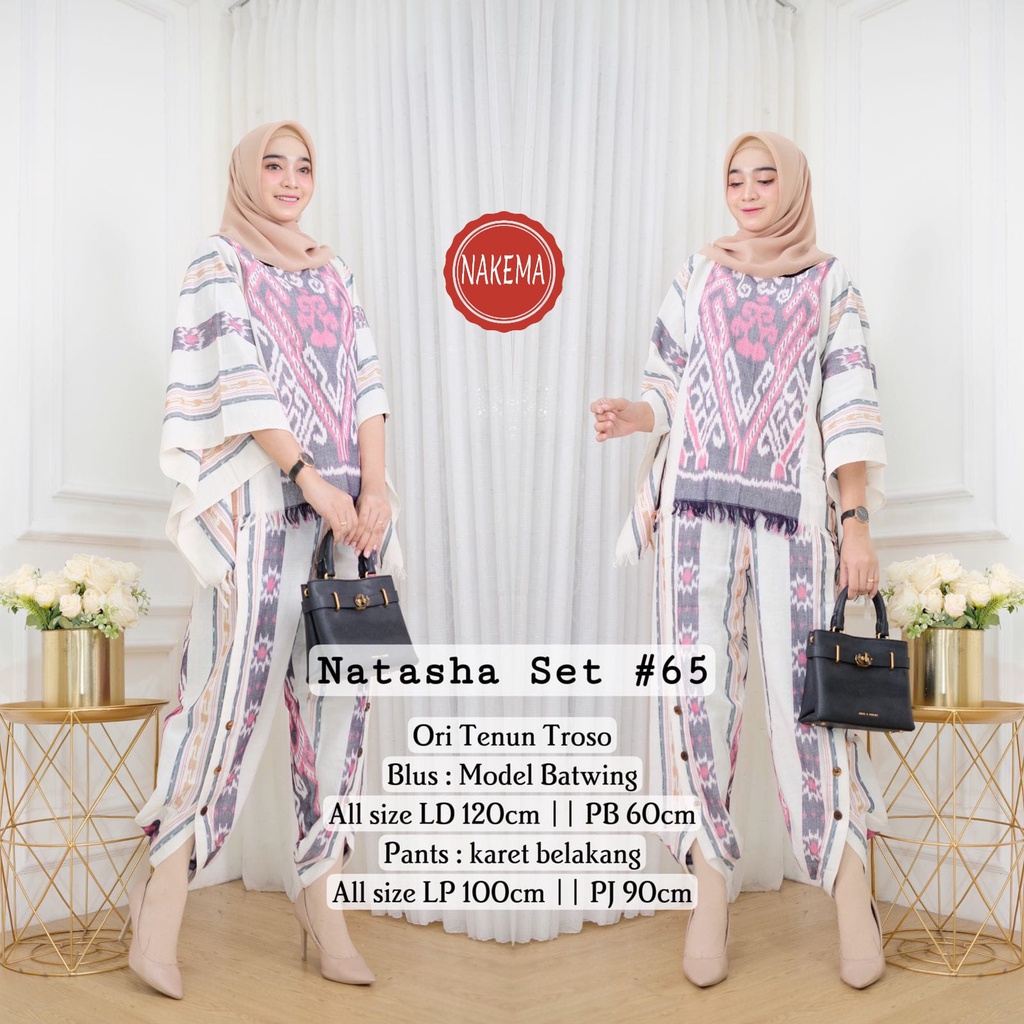 Paket Hemat Natasha Setelan Kondangan Tenun Troso Ori LD 120 cm One Set Tenun Ikat Wanita Blus Mix K
