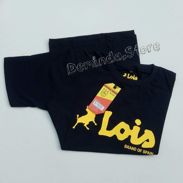 Kaos Pria Branded M L XL XXL Tshirt Lois Premium Pendek Warna Hitam Kuning