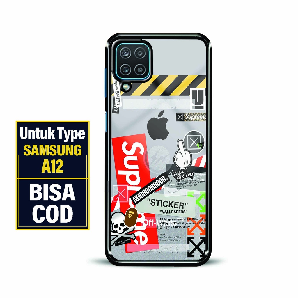 Hardcase Premium Samsung A12 - Softcase Kaca Samsung A12 - Fashion Motif [ Branded Sticker 2 ] - Har