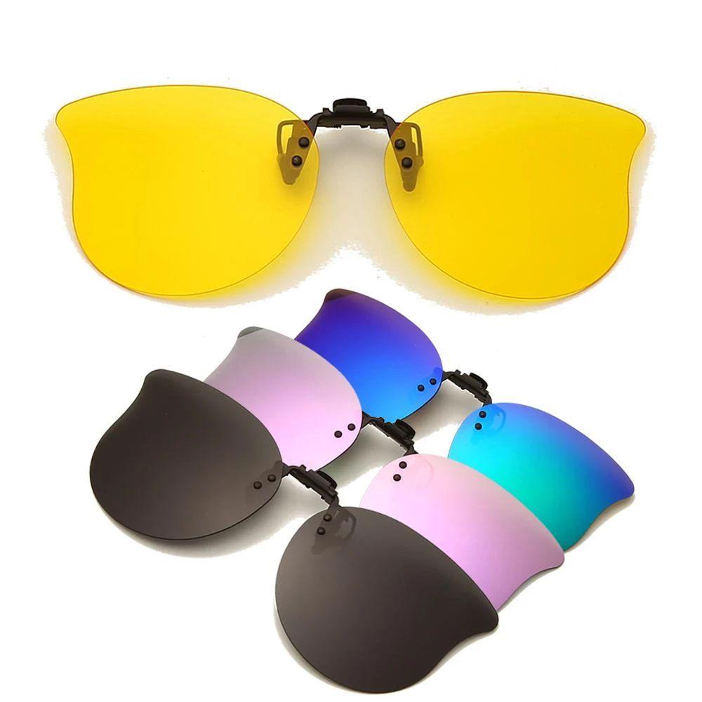 QUINTON Fashion Clip-on Sunglasses Outdoor Eyeglasses Lenses Polarized Eyeglasses Vision Care Travel Accessories UV Protection Night Vision Clipon Vintage Cat Eye Flip Up Eyewear/Multicolor