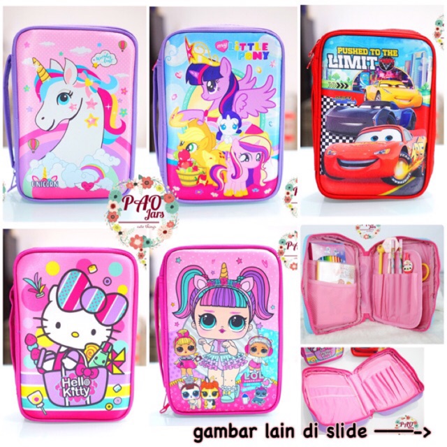 

hardtop pencil case / tempat pensil little pony / tempat pensil cars / organizer anak little pony