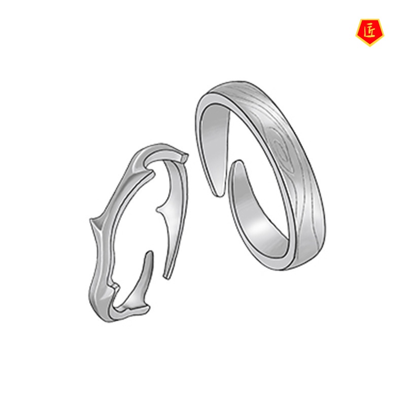 [Ready Stock]S925 Silver Couple Ring Ins Special-Interest Design