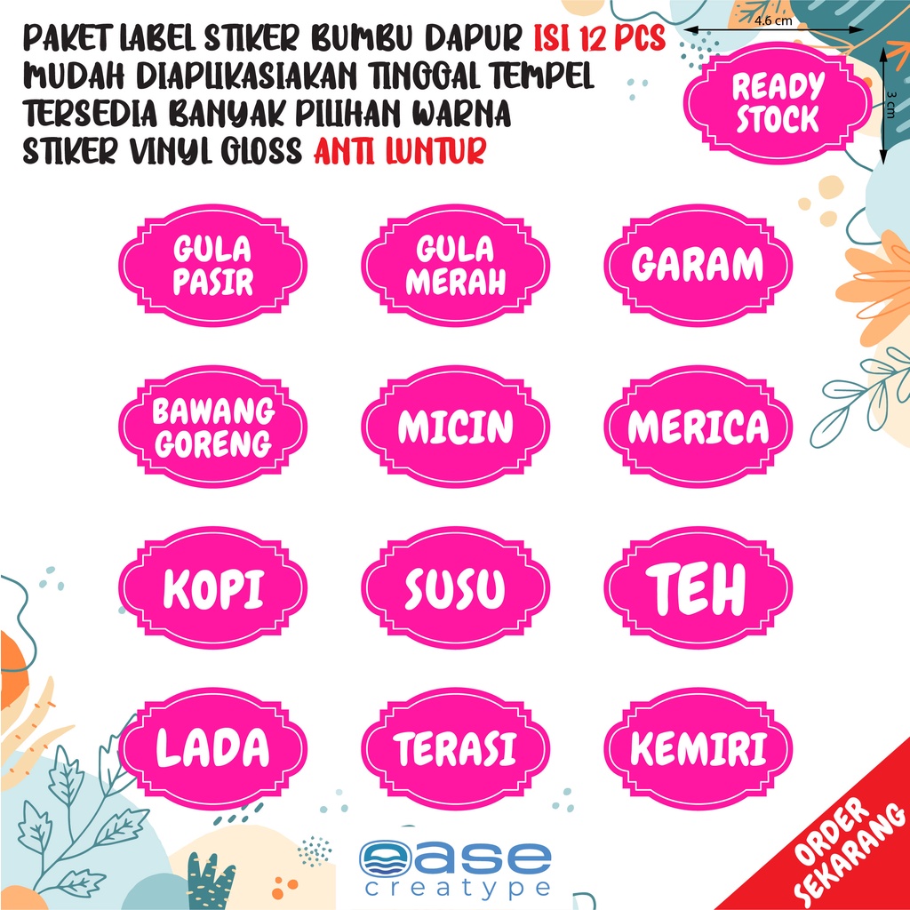 

STIKER BUMBU DAPUR ANTI AIR VINYL (READY STOK) 1 PAKET ISI 12 PCS