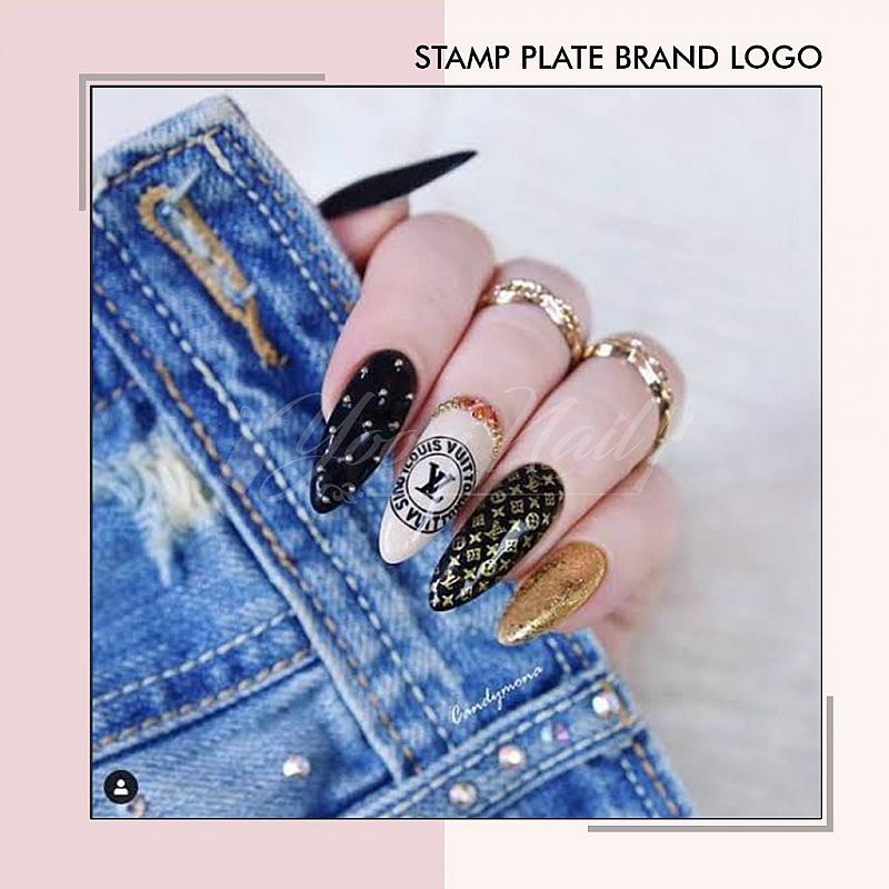 Stamp plate brand logo nail art lv stamping plate branded nail template