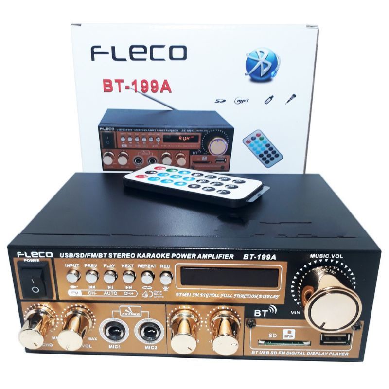 COD Power Amplifier Fleco 199A Original Amplifier Bluetooth Subwoofer Karaoke Mp3 Player Radio