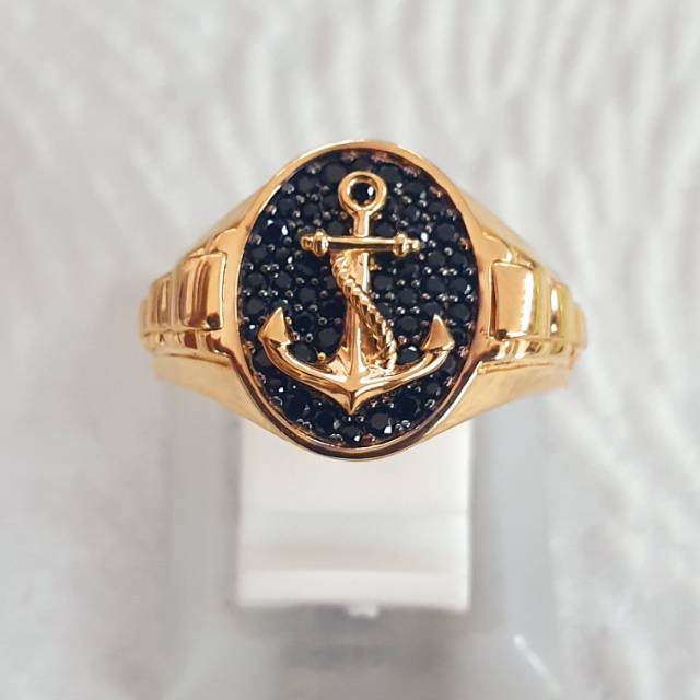 cincin stampel cowok pria jangkar ad variasi emas 70% 700 70 %