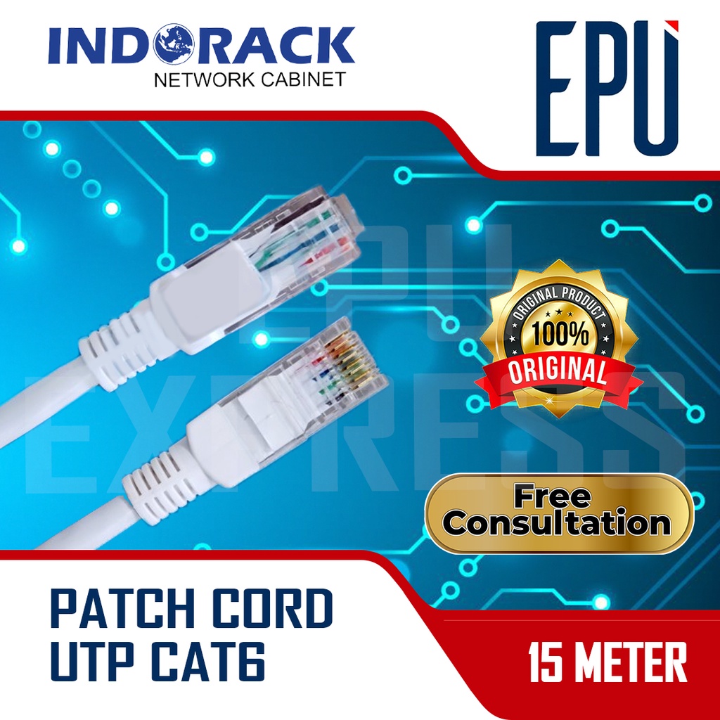 Indorack 15m Kabel Lan Cat6 Cat.6 UTP Ethernet Patch Cord Cable