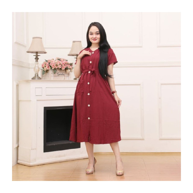 Daster Busui Kekinian Murah Daster Polos Rayon Premium Model Terbaru Full Kancing Depan Aktif COD